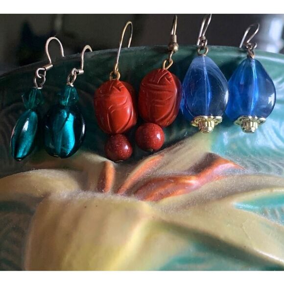 Vintage Beads on Hook, 3 PAIRS, Unmarked - Picture 2 of 5